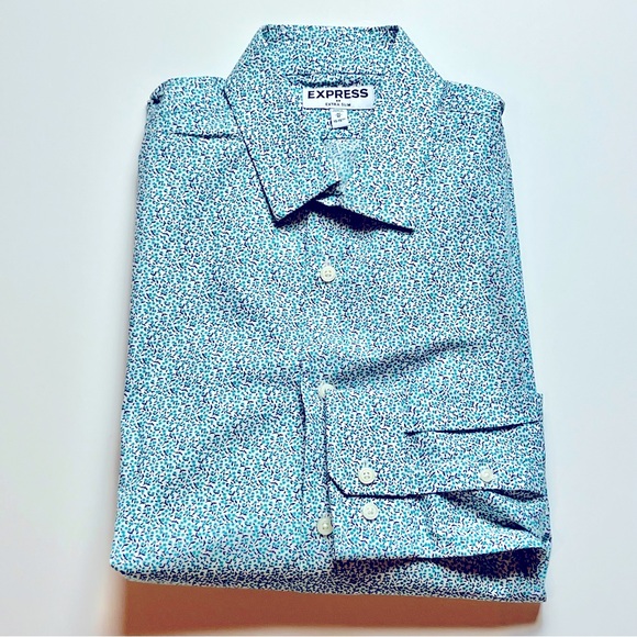 🆕 Express Outlet Extra Slim Floral Dress Shirt - Med - Picture 1 of 4
